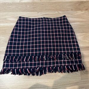 Zara Red, White, and Navy tweed mini skirt
